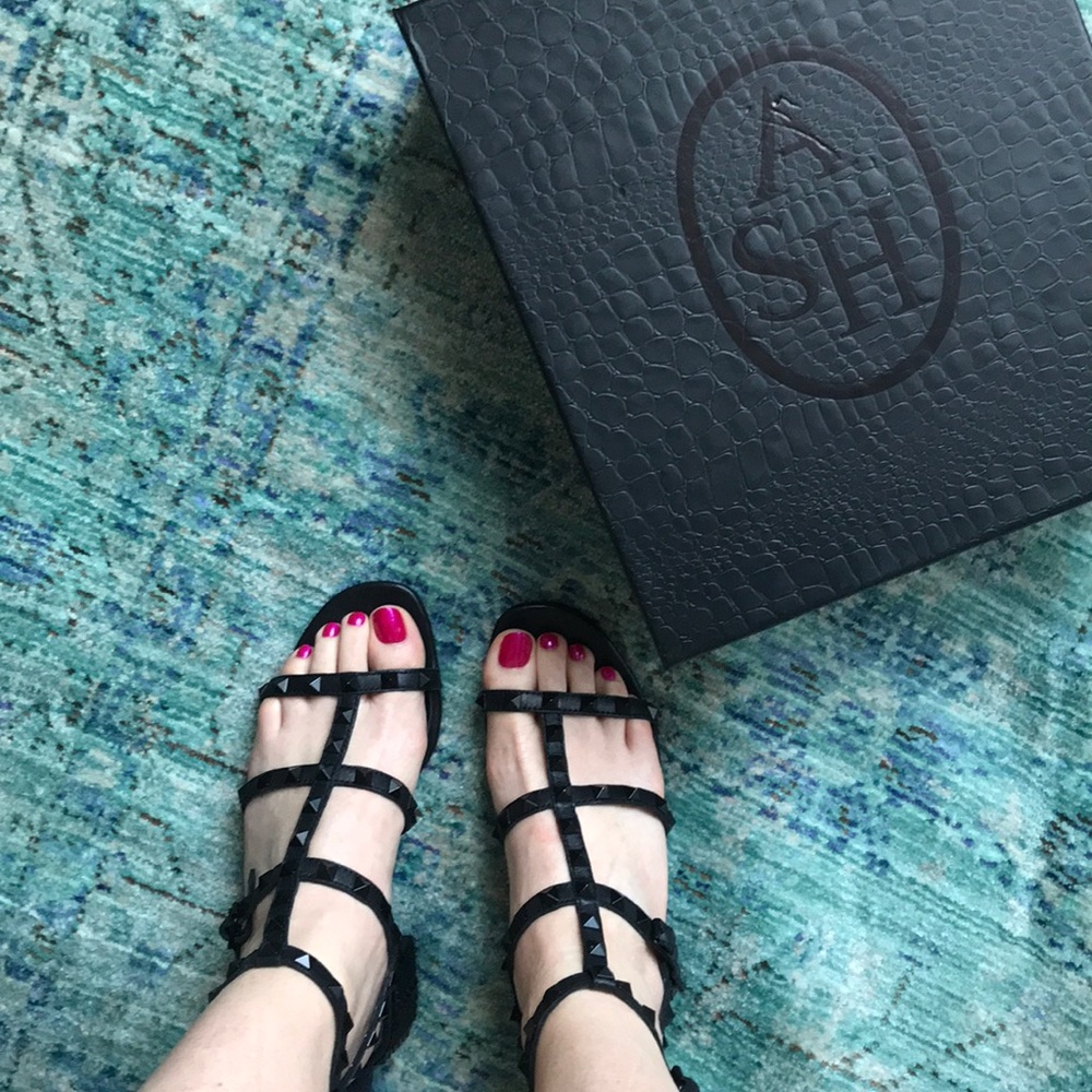 ASH- ASH Rolls BIS Black/Black Leather Sandal